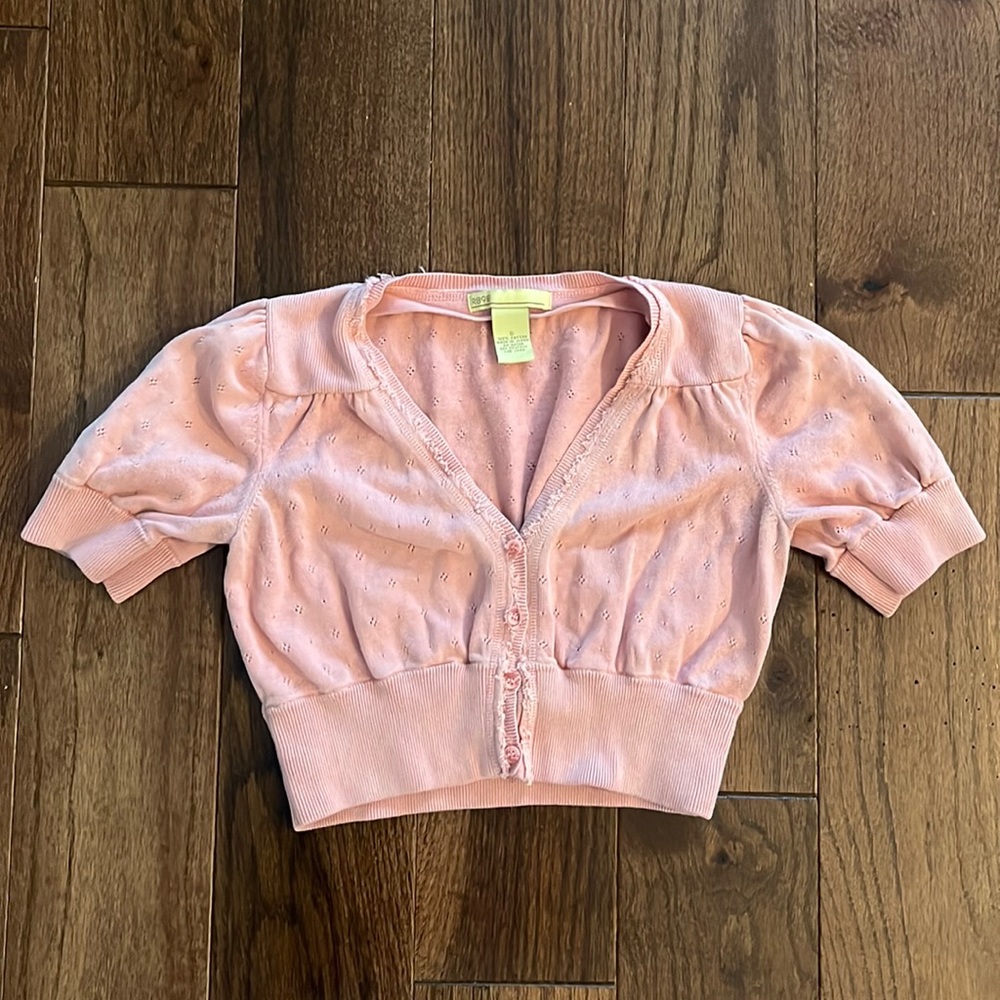 Pink Short sleeve crop sweater